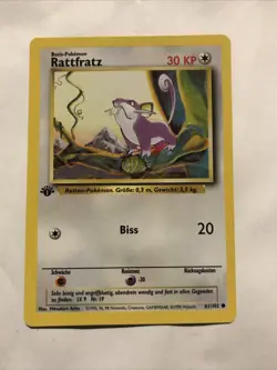 Pokemon TCG Rattata (Rattfratz) Base Set 61/102 1st Edition GERMAN Card - Image 1