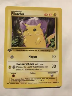 Pokemon Pikachu TCG Base Set 1st Edition Common Card 58/102 German - Image 1