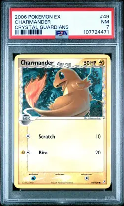 PSA 7 - CHARMANDER [DELTA] - 49/100 - CRYSTAL GUARDIAN 2006 EX ERA POKEMON - 3P - Image 1