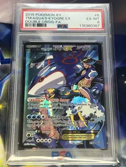 2015 POKEMON XY DOUBLE CRISIS #6 FULL ART/TEAM AQUA'S KYOGRE EX PSA 6 - Image 1