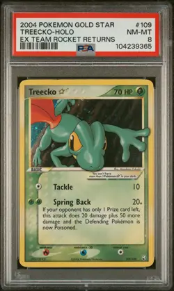 2004 POKEMON EX TEAM ROCKET RETURNS GOLD STAR #109 TREECKO-HOLO PSA 8 - Image 1