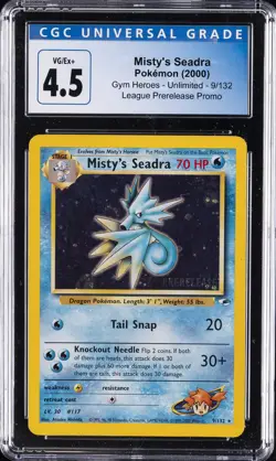 2000 POKEMON GYM HEROES-UNLIMITED-LEAGUE PRERELEASE PROMO MISTY'S SEADRA CGC 4.5 - Image 1