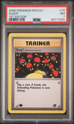 2000 POKEMON ROCKET 1ST ED #79 SLEEP! PSA 7 - Image 1