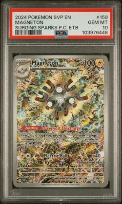 2024 POKEMON SVP SURGING SPARKS POKEMON CENTER ETB PROMO #159 MAGNETON PSA 10 - Image 1