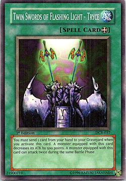Twin Swords Of Flashing Light - Tyrce DCR-037 YU-Gi-Oh! Light Play 1st Edition - Image 1
