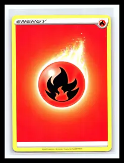 💥 Pokemon TCG: Fire Energy Crimped Top Sword & Shield 2020 Rare Card - Image 1