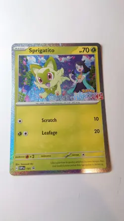 Sprigatito Pokemon Horizons Scarlet & Violet Holo Black Star Promo Crease Card - Image 1