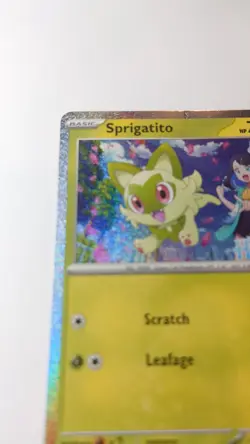 Sprigatito Pokemon Horizons Scarlet & Violet Holo Black Star Promo Crease Card - Image 2
