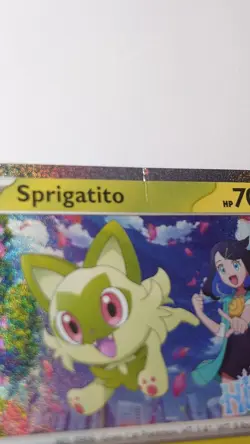 Sprigatito Pokemon Horizons Scarlet & Violet Holo Black Star Promo Crease Card - Image 3