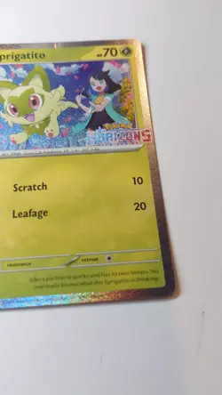 Sprigatito Pokemon Horizons Scarlet & Violet Holo Black Star Promo Crease Card - Image 5