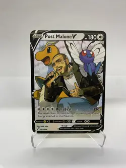 Post Malone V Gold Metal Pokemon Card-Collectible Gift Display！ Christmas NICE - Image 1