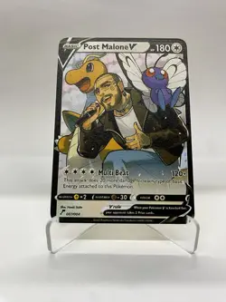 Post Malone V Gold Metal Pokemon Card-Collectible Gift Display！ Christmas NICE - Image 3