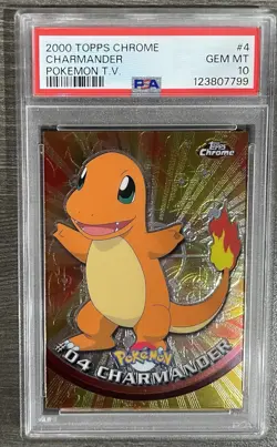 2000 TOPPS CHROME POKEMON T.V. #4 CHARMANDER PSA 10 - Image 1