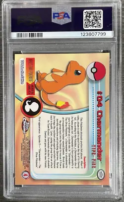 2000 TOPPS CHROME POKEMON T.V. #4 CHARMANDER PSA 10 - Image 2