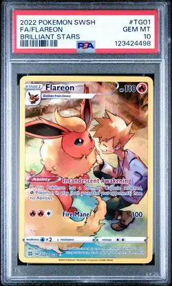 Pokemon Sword & Shield Brilliant Stars Flareon Trainer Gallery TG01/TG30 PSA 10 - Image 1
