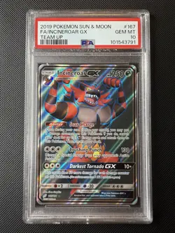PSA 10 INCINEROAR GX 167 TEAM UP SUN MOON FULL ART 2019 POKEMON - Image 1
