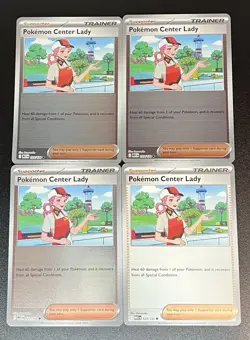 x4 Pokemon Center Lady 123/132 - Mega Evolution - Pokemon TCG Playset NM - Image 1