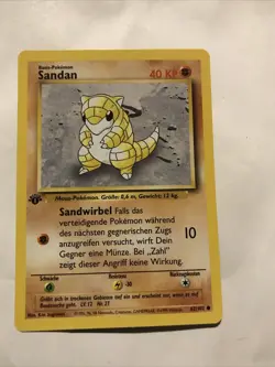 Pokemon TCG Sandshrew (Sandan) Base Set 62/102 Regular 1st Edition GERMAN Card - Image 1