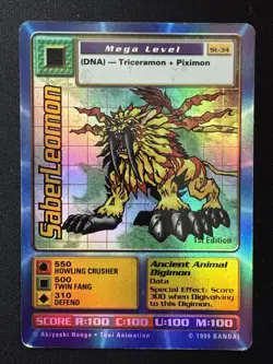 1999 Digimon SaberLeomon ST-34 1st Edition Holo Card - Image 1