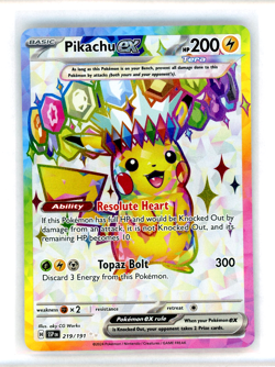 Pikachu ex 219/191 Full Art Surging Sparks Ultra Rare Pokemon Card Mint NM - Image 1