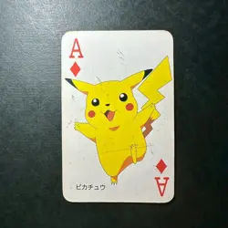 S2040 Pikachu Ace of Diamonds Pokemon Televi-kun Vintage Poker Playing Card 1998 - Image 1