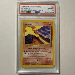 2000 Pokemon Promo #21 Moltres Black Star Aoki Error PSA 10 GEM MINT - Image 1