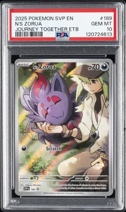2025 POKEMON SVP EN-SV BLACK STAR PROMO #189 N'S ZORUA PSA 10 - Image 1