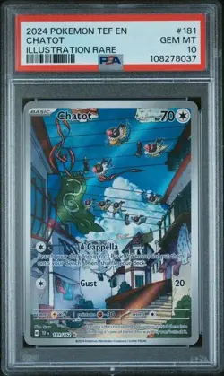 PSA 10 Gem Mint Chatot 181/162 Illustration Rare Full Art - Pokemon TEF - Image 1