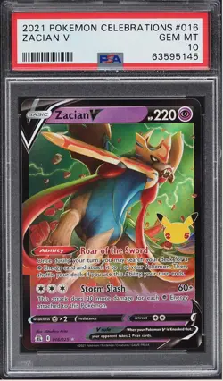 2021 Pokemon Sword & Shield Celebrations Zacian V #16 PSA 10 - Image 1