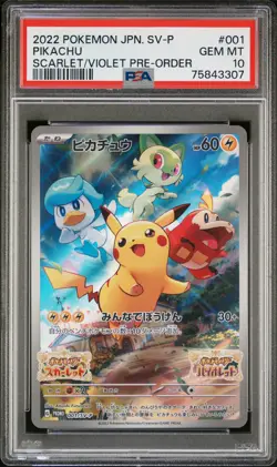 2022 POKEMON JPN SV PROMO SCARLET & VIOLET PRE-ORDER #001 PIKACHU PSA 10 - Image 1