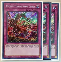 3x Destructive Daruma Karma Cannon 1st Edition Secret Rare RA04-EN103 Yu-Gi-Oh! - Image 1