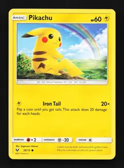 Pikachu 28/73 MP Shining Legends English Pokemon Card TCG - Image 1