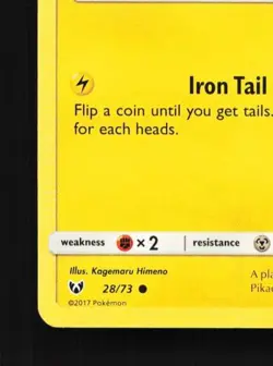 Pikachu 28/73 MP Shining Legends English Pokemon Card TCG - Image 2