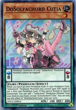 DoSolfachord Cutia ANGU-EN014 Yu-Gi-Oh! Card Mint 1st Edition - Image 1