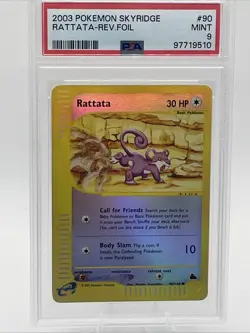 Mint - Pokemon Card Rattata Skyridge Reverse Holo 90/144 - PSA 9 - LP - Image 1