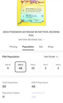 Mint - Pokemon Card Rattata Skyridge Reverse Holo 90/144 - PSA 9 - LP - Image 5