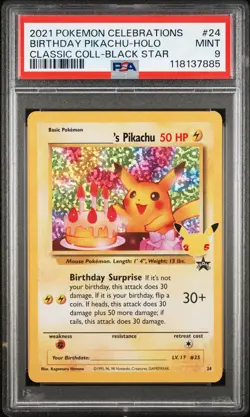 2021 POKEMON CELEBRATIONS CLASSIC COLL #24 BIRTHDAY PIKACHU-HOLO PSA 9 - Image 1