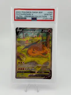 2022 POKEMON SWSH BLACK STAR PROMO #260 FULL ART/CHARIZARD V PSA 10 - Image 1