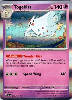 Togekiss 072/191 Holo Rare Scarlet & Violet: Surging Sparks Pokemon TCG NM - Image 1