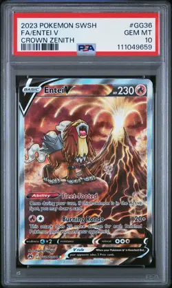 2023 POKEMON SWORD & SHIELD CROWN ZENITH #GG36 FULL ART/ENTEI V PSA 10 - Image 1