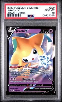 2023 POKEMON SWSH BLACK STAR PROMO JIRACHI V BOX #299 JIRACHI V PSA 10 - Image 1