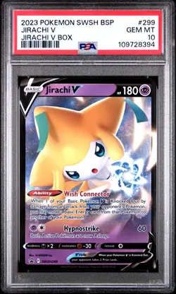 2023 POKEMON SWSH BLACK STAR PROMO JIRACHI V BOX #299 JIRACHI V PSA 10 - Image 1