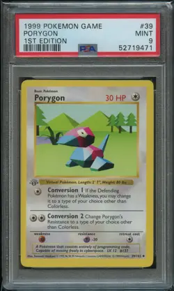 Pokemon 1st Edition Porygon PSA 9 Mint 39/102 1st Edition Base - Image 1
