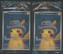 Lot of (2) Pokemon x Van Gogh Pikachu with Grey Felt Hat Sealed Promos - Image 1