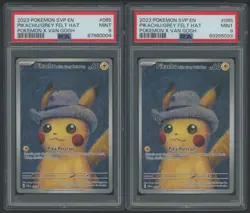 Lot of (2) Pokemon Pikachu with Grey Felt Hat Van Gogh 085 Promo PSA 9 Graded - Image 1