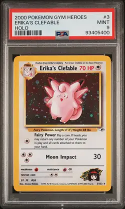 2000 POKEMON GYM HEROES HOLO #3 ERIKA'S CLEFABLE PSA 9 - Image 1