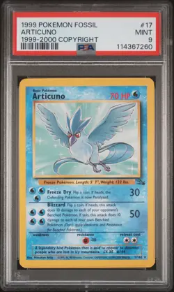 1999 POKEMON FOSSIL 1999-2000 COPYRIGHT #17 ARTICUNO PSA 9 - Image 1