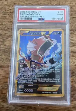 2016 Pokemon XY BREAKpoint Full Art Gyarados EX Secret Rare #123 PSA 9 Mint - Image 1