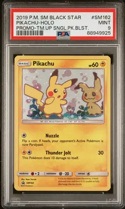 Pokemon Sun & Moon Team UP Black Star Promo PIKACHU #SM162 -PSA 9 Mint - Image 1