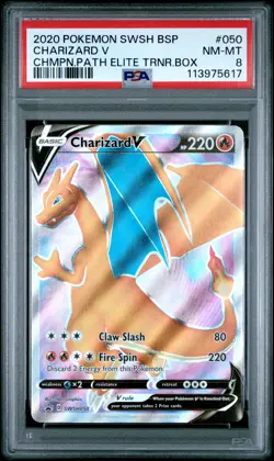 2020 POKEMON SWSH BLACK STAR PROMO #050 CHARIZARD V PSA 8 - Image 1